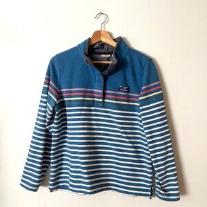 L.L. Bean Soft Cotton Stripe Rugby Long Sleeve Top Women's Size Large Petite